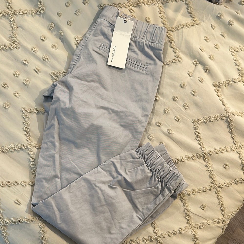 Light Gray Elastic Waist Pants
